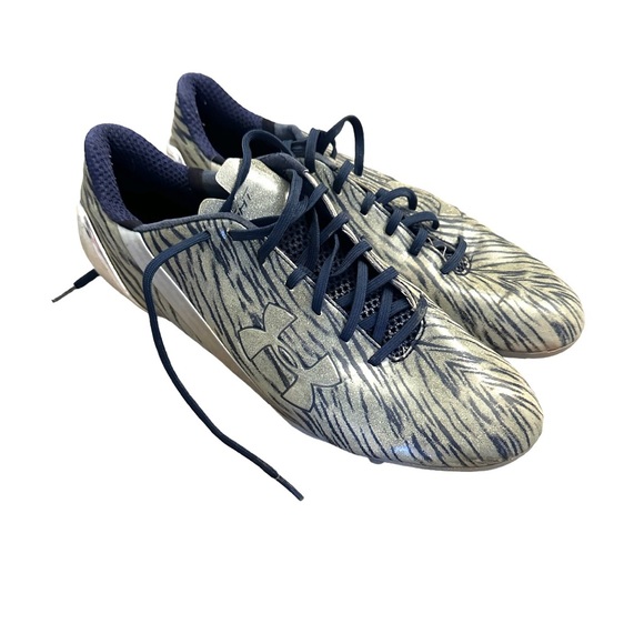 Under Armour Other - Under Armour UA Men's Spotlight Football Cleats Metallic Silver Blue Size 12